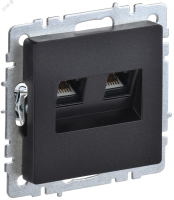 Розетка компьютерная двойная СП RJ45 кат.5E BRITE РК10-2-БрЧ черн. BR-K20-1-K02 IEK pe556043 фото