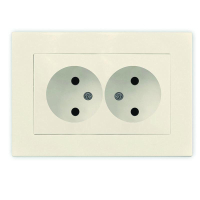 Розетка 2-м СП Афина 16А IP20 без заземл. в сборе сл. кость (ivory) A0102-I UNIVersal pe657678 фото