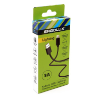 Кабель USB-Lightning 3А 1.2м зарядка + передача данных черн. (коробка) ERGOLUX 15096 Ergolux pe654096 фото