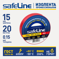 Изолента ПВХ красная 15мм 20м Safeline 9362 Росэл pe829713 фото