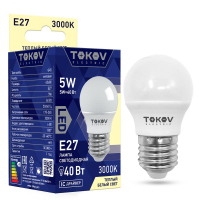 Лампа светодиодная 5Вт G45 3000К Е27 176-264В TKE-G45-E27-5-3K TOKOV ELECTRIC pe576017 фото