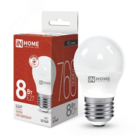 Лампа светодиодная LED-ШАР-VC 8Вт шар 4000К нейтр. бел. E27 760лм 230В 4690612020570 IN HOME pe576273 фото