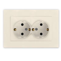 Розетка 2-м СП Афина 16А IP20 с заземл. в сборе сл. кость (ivory) A0128-I UNIVersal pe657682 фото