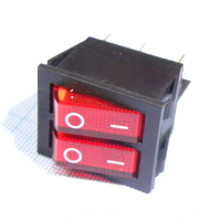 IRS-2101-1A3-R+R/B Переключатель 2х-клавишный с подсветкой 15A 250VAC плоская кнопка красная + красная Jietong pe154130 фото