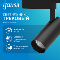 Светильник светодиодный трековый Track 24Вт 4000К IP20 1830лм 180-240В ДПО угол 24град. цилиндр 1ф черн. TR071 Gauss pe654866 фото