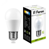 Лампа светодиодная LED 11вт Е27 белый матовый шар 25950 Feron pe801811 фото