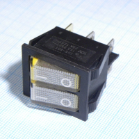 IRS-2101-1A3-W+W/B Переключатель 2х-клавишный с подсветкой 15A 250VAC плоская кнопка белая + белая Jietong pe154131 фото