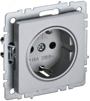 Розетка BRITE РС14-1-0-БрА 16А с заземл. защ. шторки алюм. BR-R14-16-K47 IEK pe556051 фото