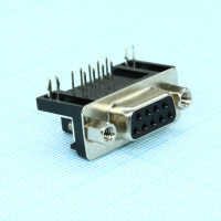 DS1037-01-09FNAKT74 Разъем D-Sub, розетка 9 контактов угловая на плату 9,4мм, черный изолятор CONNFLY pe391189 фото