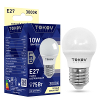 Лампа светодиодная 10Вт G45 3000К Е27 176-264В TKE-G45-E27-10-3K TOKOV ELECTRIC pe576022 фото