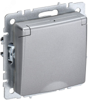 Розетка BRITE РСбш10-3-БрА 16А IP20 с заземл. защ. шторки с крышкой алюм. BR-R16-16-K47 IEK pe556056 фото