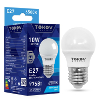 Лампа светодиодная 10Вт G45 6500К Е27 176-264В TKE-G45-E27-10-6.5K TOKOV ELECTRIC pe576024 фото