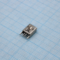 DS1104-03-BN0ST Разъем Mini USB B розетка 5 контактов, вертикальная на плату (с прямыми фиксат. в отверст. платы/ тип 