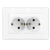 Розетка 2-м СП Афина 16А IP20 с заземл. в сборе бел. A0128 UNIVersal pe657690 фото