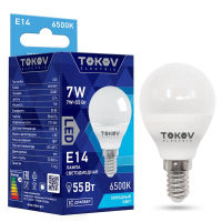 Лампа светодиодная 7Вт G45 6500К Е14 176-264В TKE-G45-E14-7-6.5K TOKOV ELECTRIC pe576027 фото