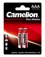 Элемент питания алкалиновый AAA/LR03 1.5В Plus Alkaline LR03-BP2 BL-2 (блист.2шт) 1651 Camelion pe583195 фото