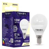 Лампа светодиодная 10Вт G45 3000К Е14 176-264В TKE-G45-E14-10-3K TOKOV ELECTRIC pe576028 фото