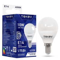 Лампа светодиодная 10Вт G45 4000К Е14 176-264В TKE-G45-E14-10-4K TOKOV ELECTRIC pe576029 фото