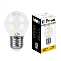 Лампа светодиодная LED 7вт Е27 теплый шар FILAMENT 25876 Feron pe802078 фото