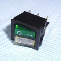 IRS-2101-1A3-G+W/B Переключатель 2х-клавишный с подсветкой 15A 250VAC плоская кнопка зелёная + белая Jietong pe154142 фото
