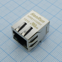 HR911105H Разъём RJ45 Tab down 0.85 inch, TX 1CT:1CT RX 1CT:1CT LED: G/Y HANRUN pe355614 фото
