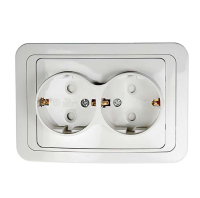 Розетка 2-м CLASSICO защ. шторки с заземл. 2128x бел. ASD / 4690612000985 IN HOME pe556574 фото