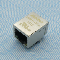 HR911105A Гнездо RJ45 на плату 0.85 inch, TX 1CT:1CT RX 1CT:1CT встроенный светодиод зеленый /желтый HANRUN pe355615 фото