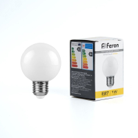 Лампа светодиодная LED 1вт Е27 белый 2700К (шар) LB-37 25878 Feron pe835103 фото