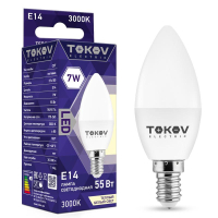 Лампа светодиодная 7Вт С37 3000К Е14 176-264В TKE-C37-E14-7-3K TOKOV ELECTRIC pe576031 фото