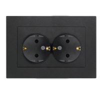 Розетка 2-м СП Афина 16А IP20 с заземл. в сборе графит A0128-Gr UNIVersal pe657696 фото