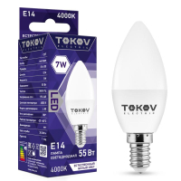 Лампа светодиодная 7Вт С37 4000К Е14 176-264В TKE-C37-E14-7-4K TOKOV ELECTRIC pe576032 фото