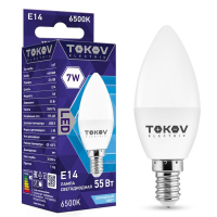 Лампа светодиодная 7Вт С37 6500К Е14 176-264В TKE-C37-E14-7-6.5K TOKOV ELECTRIC pe576033 фото