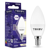Лампа светодиодная 10Вт С37 3000К Е14 176-264В TKE-C37-E14-10-3K TOKOV ELECTRIC pe576034 фото