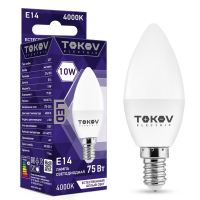 Лампа светодиодная 10Вт С37 4000К Е14 176-264В TKE-C37-E14-10-4K TOKOV ELECTRIC pe576035 фото