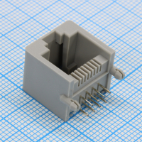 DS1134-S80APX Розетка 8P8C (RJ45) на плату угловая, с ушами, цвет серый CONNFLY pe523299 фото