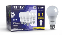 Набор лампа светодиодная 12Вт А60 4000К Е27 176-264В (Promo 5+1 шт) Promo-A60-E27-12-4K TOKOV ELECTRIC pe654371 фото