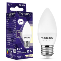 Лампа светодиодная 7Вт С37 3000К Е27 176-264В TKE-C37-E27-7-3K TOKOV ELECTRIC pe576037 фото