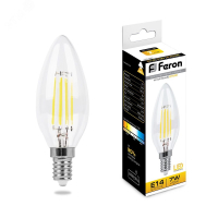 Лампа светодиодная LED 7вт Е14 теплый свеча FILAMENT 25726 Feron pe802086 фото