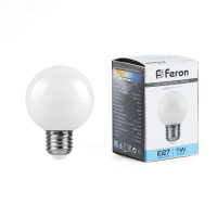 Лампа светодиодная LED 1вт Е27 белый 6400К (шар) 25115 Feron pe801832 фото