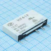 HF41F/12-ZT Сверхминиатюрное силовое реле серия HF41F SPDT (6А одна контактная группа на переключение) катушка 12В вертикальный монтаж HONGFA pe430377 фото