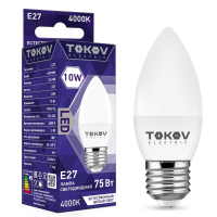 Лампа светодиодная 10Вт С37 4000К Е27 176-264В TKE-C37-E27-10-4K TOKOV ELECTRIC pe576041 фото