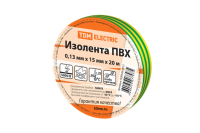 Изолента ПВХ 0,13*15мм Желто-Зеленая 20м SQ0526-0017 TDM ELECTRIC pe689962 фото