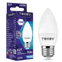 Лампа светодиодная 10Вт С37 6500К Е27 176-264В TKE-C37-E27-10-6.5K TOKOV ELECTRIC pe576042 фото