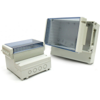 DC007CBU Двухсекционный корпус IP65 с откидной прозрачной синей крышкой, база ABS светло-серая, крышка из поликарбоната GAINTA pe316459 фото