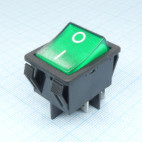 R59-5BGNBT2-G Выключатель клавишный с подсветкой 16А 250В ON-OFF 4 Pin -зеленый- Switronic pe405293 фото