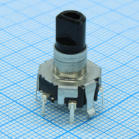 EC12D1564402 Энкодер EC12 30 щелчков, 15 импульсов, пластмассовый вал 12,5мм, с кнопкой, горизонтальные выводы ALPS pe16685 фото