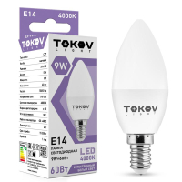 Лампа светодиодная 9Вт С37 4000К Е14 176-264В (TKL) TKL-C37-E14-9-4K TOKOV ELECTRIC pe576045 фото