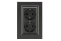 Розетка 2-м СП Karea 16А IP20 с/з дым. металлик 56050082 Makel pe657713 фото