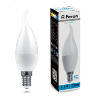 Лампа светодиодная LED 13вт Е14 дневной матовая свеча на ветру 38114 Feron pe801841 фото