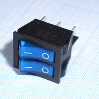 IRS-2101-1C3-BL+BL/B Переключатель 2х-клавишный с подсветкой 15A 250VAC вогнутая кнопка синяя + синяя Jietong pe154162 фото